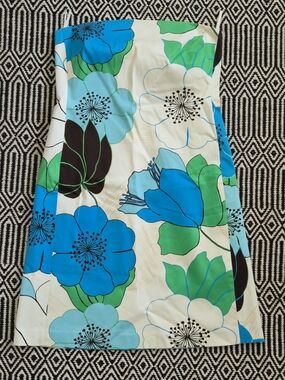 Banana Republic Blue, Green & White Floral Strapless Dress